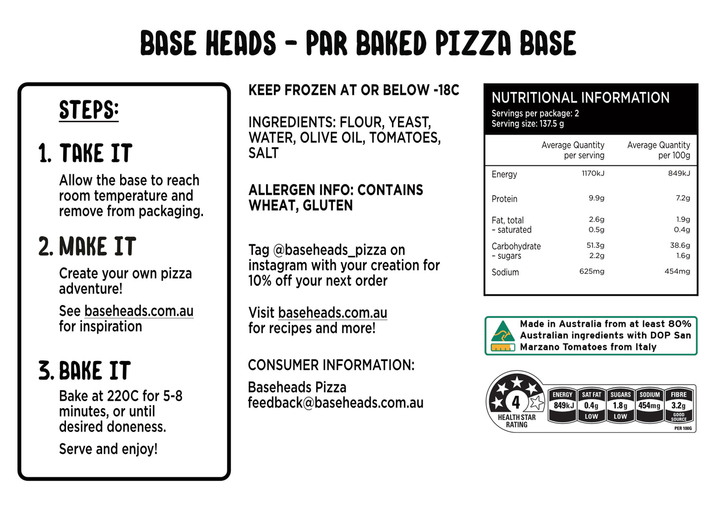 Baseheads 12" frozen pizza base